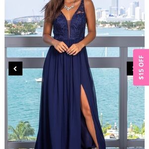 Navy blue floor length dress